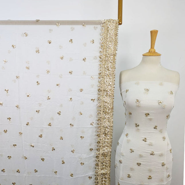 Bamber Chiffon with Handmade Gotta + Sitara Work 2Pc Unstitched (Dyeable)