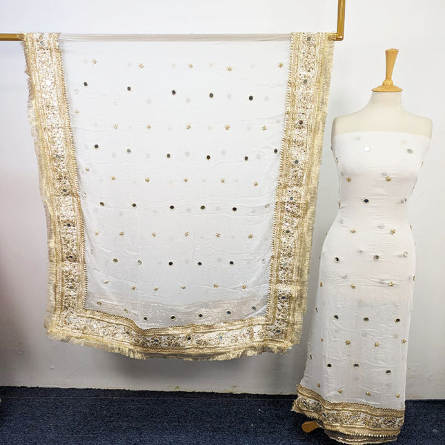 Bamber Chiffon with Gotta + Mirror Sitara Work 2Pc Unstitched (Dyeable)