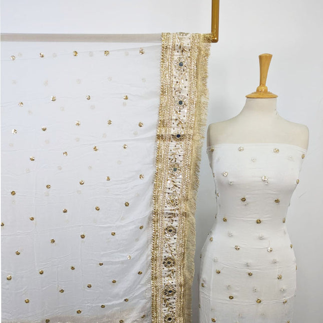 Bamber Chiffon with Gotta + Mirror Sitara Work 2Pc Unstitched (Dyeable)