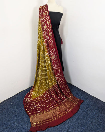 Exquiste Handmade Mukesh Work Gajji Silk Dupatta (Ready To Wear)