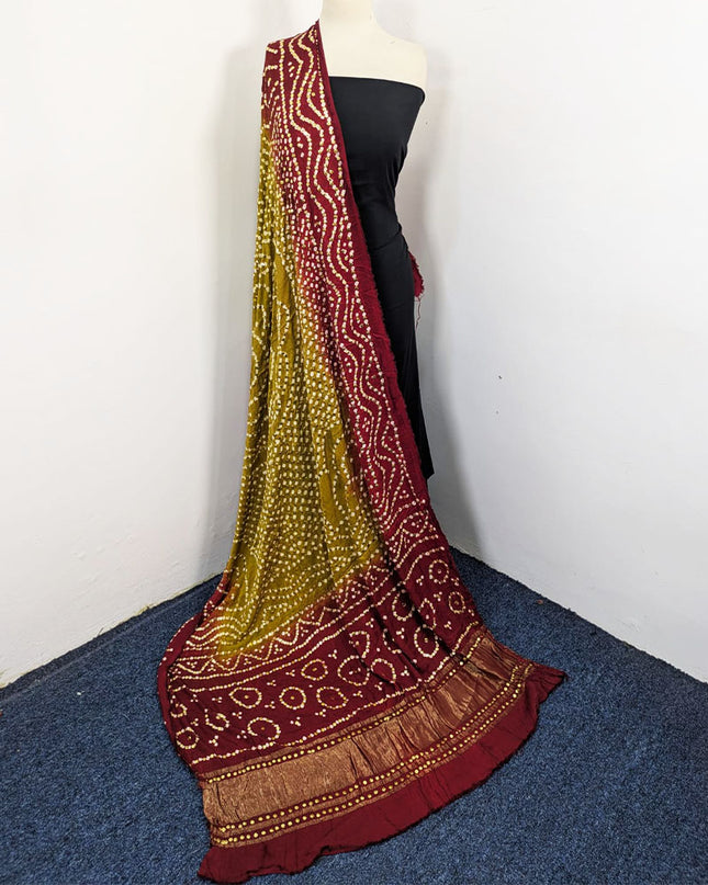 Exquiste Handmade Mukesh Work Gajji Silk Dupatta (Ready To Wear)