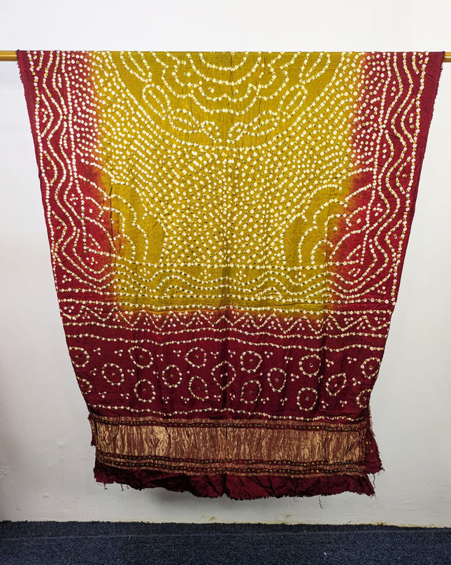 Exquiste Handmade Mukesh Work Gajji Silk Dupatta (Ready To Wear)