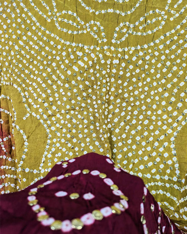 Exquiste Handmade Mukesh Work Gajji Silk Dupatta (Ready To Wear)