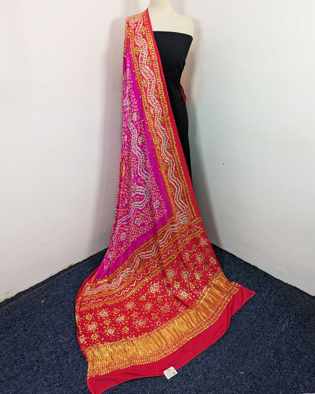 Premium Gajji Silk with Handmade Mukesh Work Dupatta