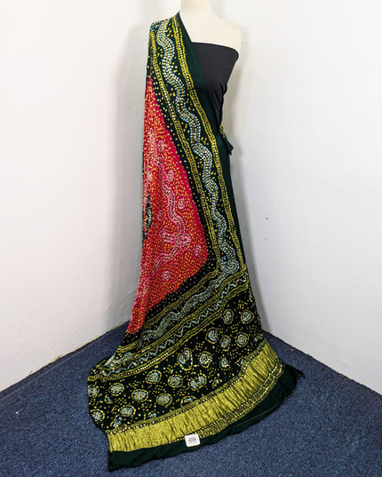 Fancy Gajji Silk with Handmade Mukesh Work Dupatta (Ready To Wear)