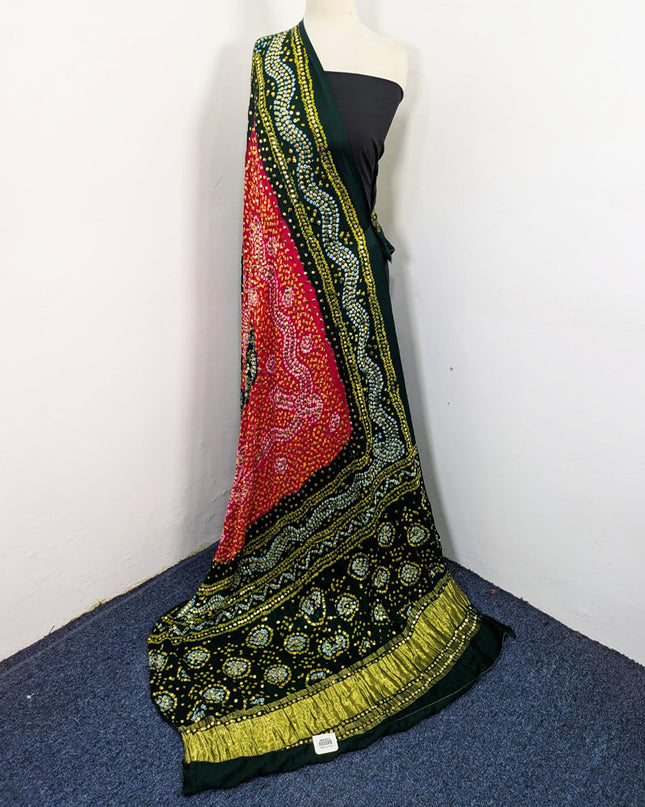Fancy Gajji Silk with Handmade Mukesh Work Dupatta (Ready To Wear)