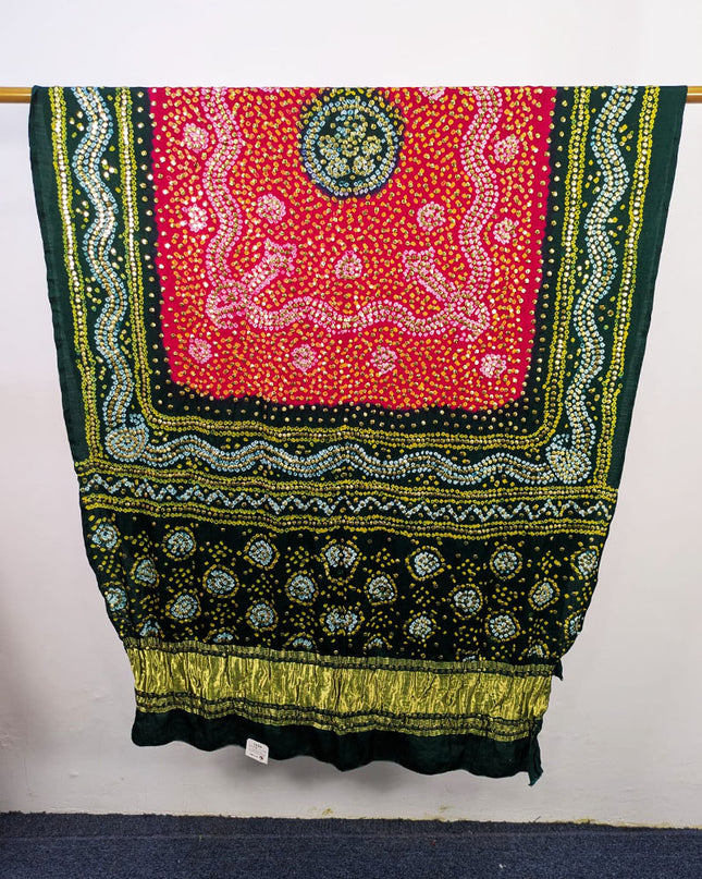 Fancy Gajji Silk with Handmade Mukesh Work Dupatta (Ready To Wear)