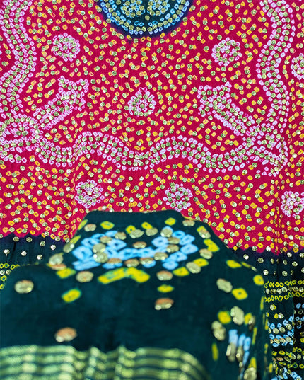 Fancy Gajji Silk with Handmade Mukesh Work Dupatta (Ready To Wear)