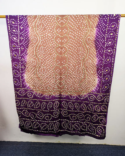 Exquisite Handmade Mukesh Work Shamooz Silk Dupatta (Ready To Wear)