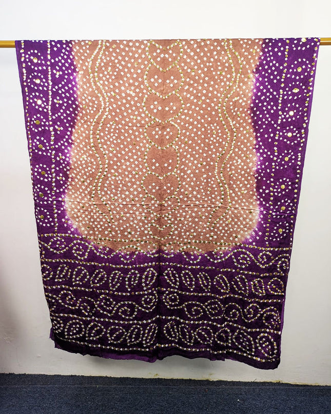Exquisite Handmade Mukesh Work Shamooz Silk Dupatta (Ready To Wear)