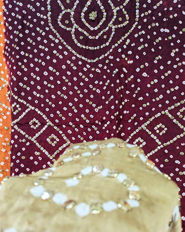 Premium Shamooz Silk with Handmade Mukesh Work Dupatta