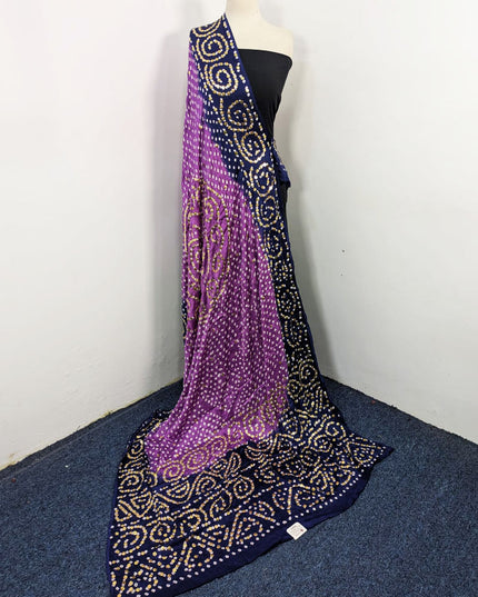 Fancy Shamooz Silk with Handmade Mukesh Work Dupatta (Ready To Wear)