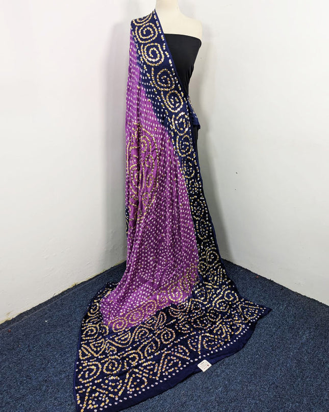 Fancy Shamooz Silk with Handmade Mukesh Work Dupatta (Ready To Wear)