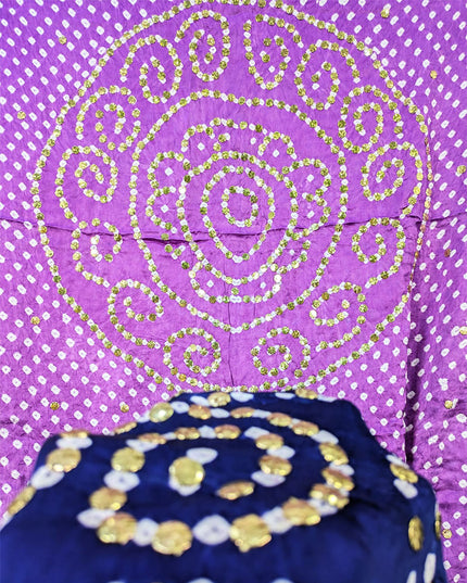 Fancy Shamooz Silk with Handmade Mukesh Work Dupatta (Ready To Wear)
