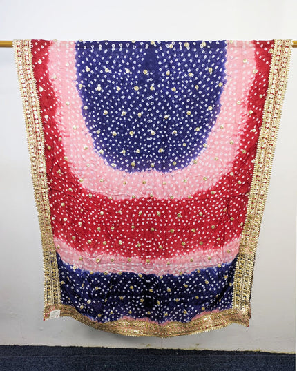 Handmade Chunnri & Gotta Work 4 Sided Border Silk Dupatta (Ready To Wear)