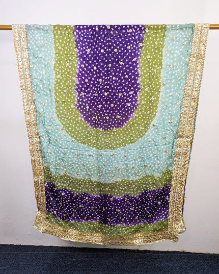 Handmade Chunnri & Gotta Work 4 Sided Border Silk Dupatta (Ready To Wear)
