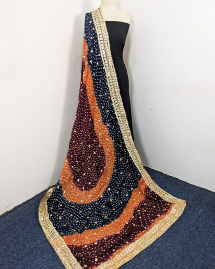 Handmade Chunnri & Gotta Work 4 Sided Border Silk Dupatta (Ready To Wear)