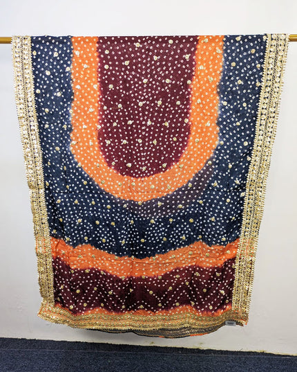 Handmade Chunnri & Gotta Work 4 Sided Border Silk Dupatta (Ready To Wear)