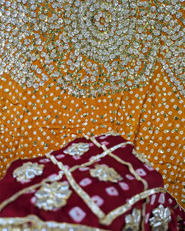Fancy Silk with Chunnri Gotta & Mukesh Work Dupatta (Ready To Wear)