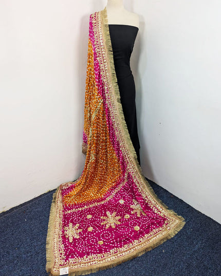 Exquisite Silk with Handmade Chunnri Gotta & Mukesh Work Dupatta