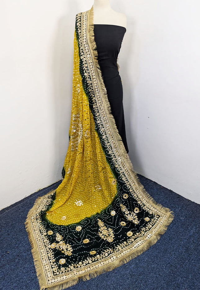 Handmade Chunnri Gotta & Mukesh Work Silk Dupatta (Ready To Wear)