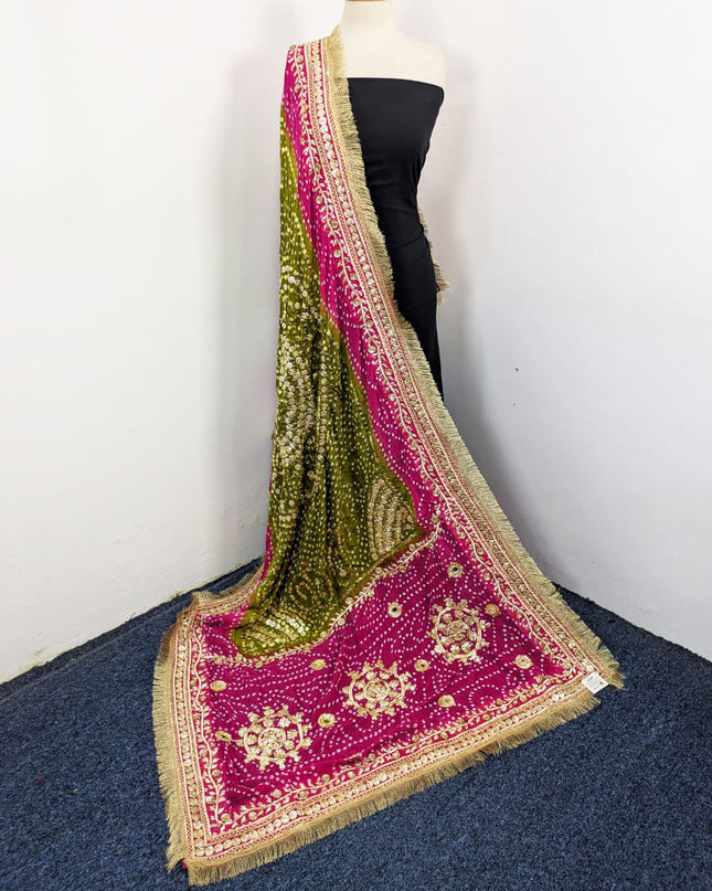 Fancy Silk with Chunnri Gotta & Mukesh Work Dupatta (Ready To Wear)