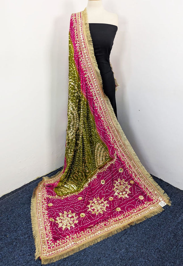 Fancy Silk with Chunnri Gotta & Mukesh Work Dupatta (Ready To Wear)