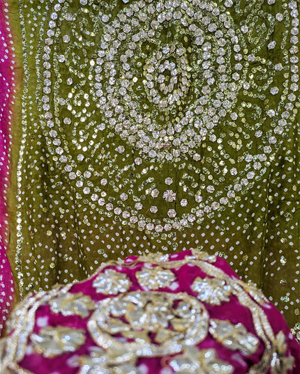 Fancy Silk with Chunnri Gotta & Mukesh Work Dupatta (Ready To Wear)