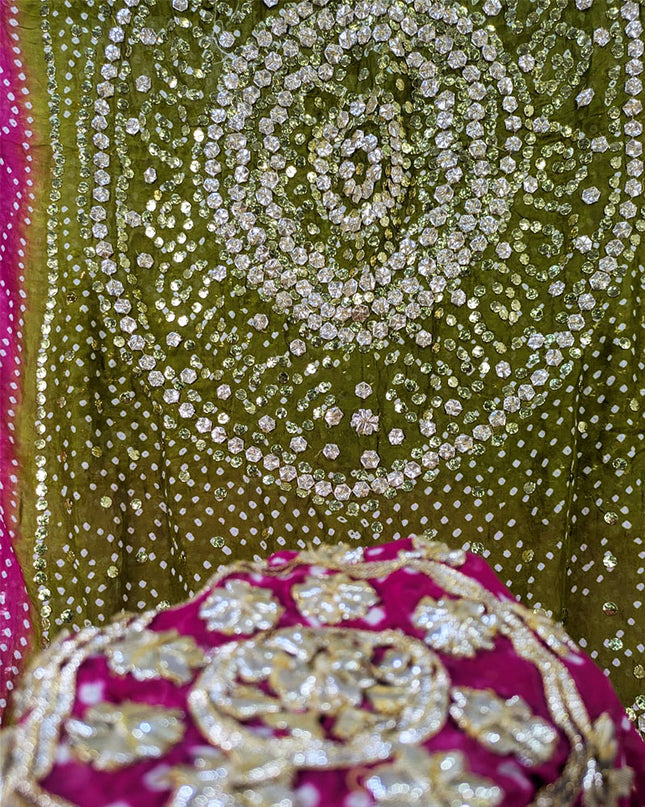 Fancy Silk with Chunnri Gotta & Mukesh Work Dupatta (Ready To Wear)