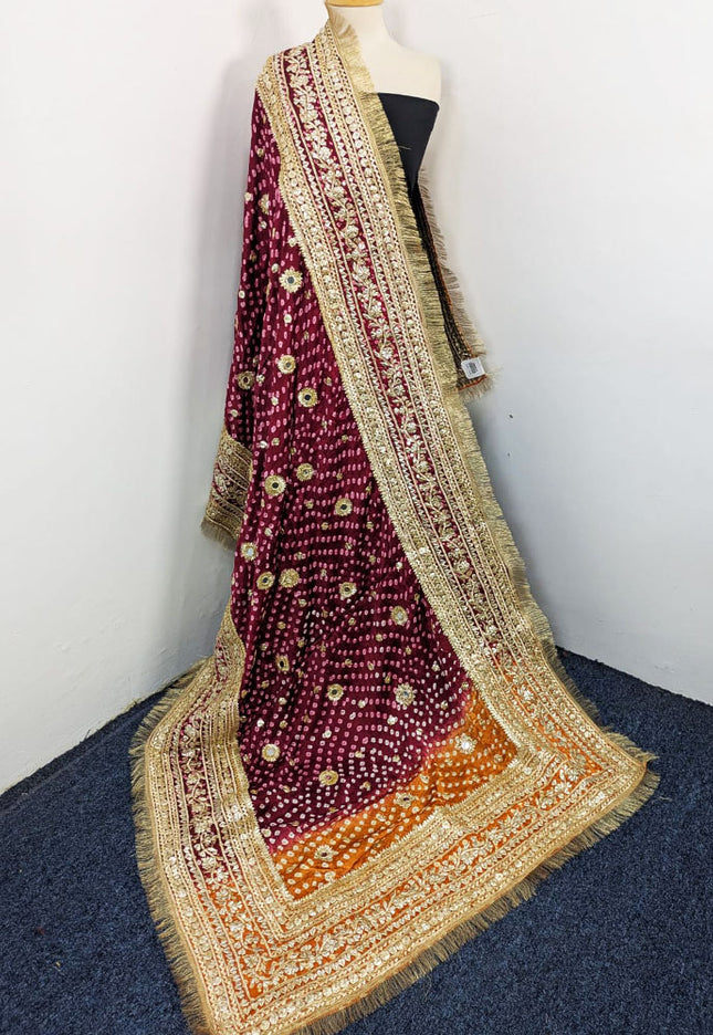 Luxury Silk with Handmade Chunnri, Gotta, Mirror & Sitara Work Dupatta
