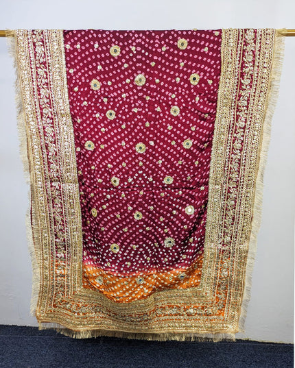 Luxury Silk with Handmade Chunnri, Gotta, Mirror & Sitara Work Dupatta