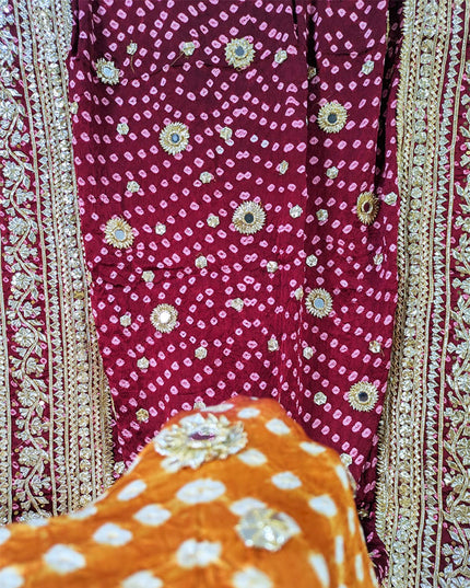 Luxury Silk with Handmade Chunnri, Gotta, Mirror & Sitara Work Dupatta