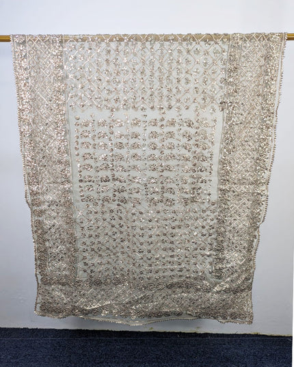 Premium Dyeable Organza with Handmade Full Jaal Gotta Work Dupatta