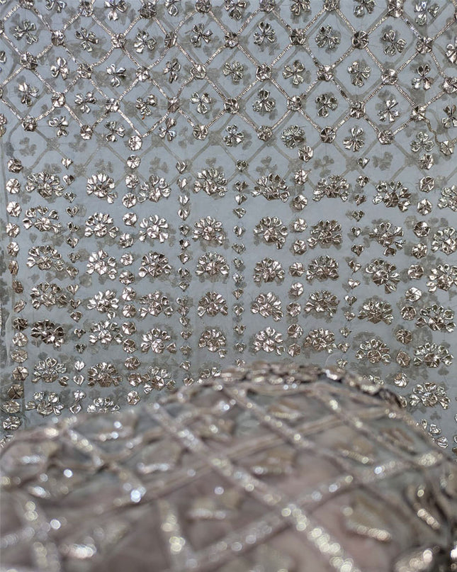 Premium Dyeable Organza with Handmade Full Jaal Gotta Work Dupatta