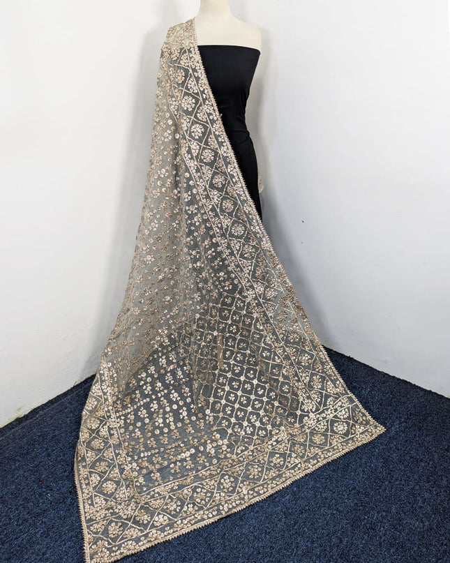 Dyeable Organza with Handmade Full Jaal Gotta Work Dupatta