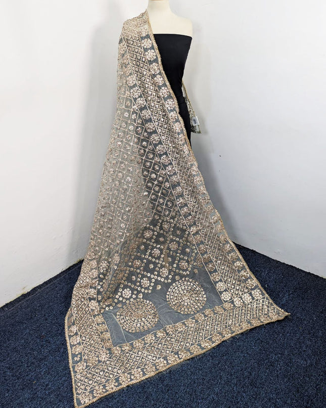 Handmade Full Jaal Gotta Work Organza Dupatta (Dyeable in All Colors)
