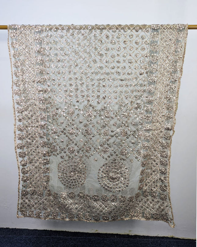 Handmade Full Jaal Gotta Work Organza Dupatta (Dyeable in All Colors)