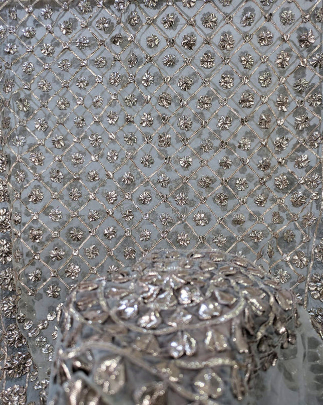 Handmade Full Jaal Gotta Work Organza Dupatta (Dyeable in All Colors)