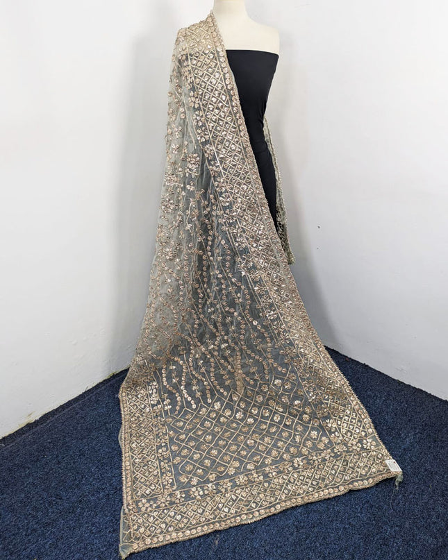 Premium Dyeable Organza with Handmade Full Jaal Gotta Work Dupatta