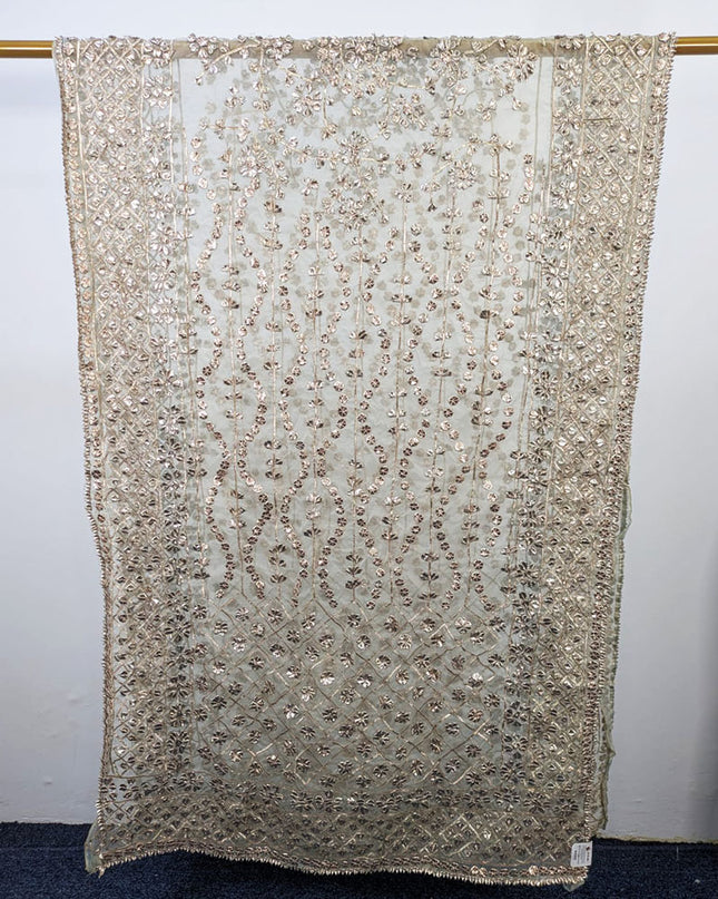 Premium Dyeable Organza with Handmade Full Jaal Gotta Work Dupatta