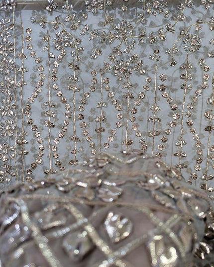 Premium Dyeable Organza with Handmade Full Jaal Gotta Work Dupatta