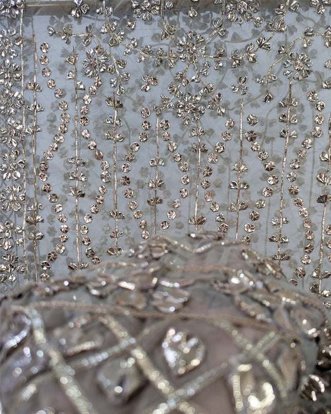 Premium Dyeable Organza with Handmade Full Jaal Gotta Work Dupatta