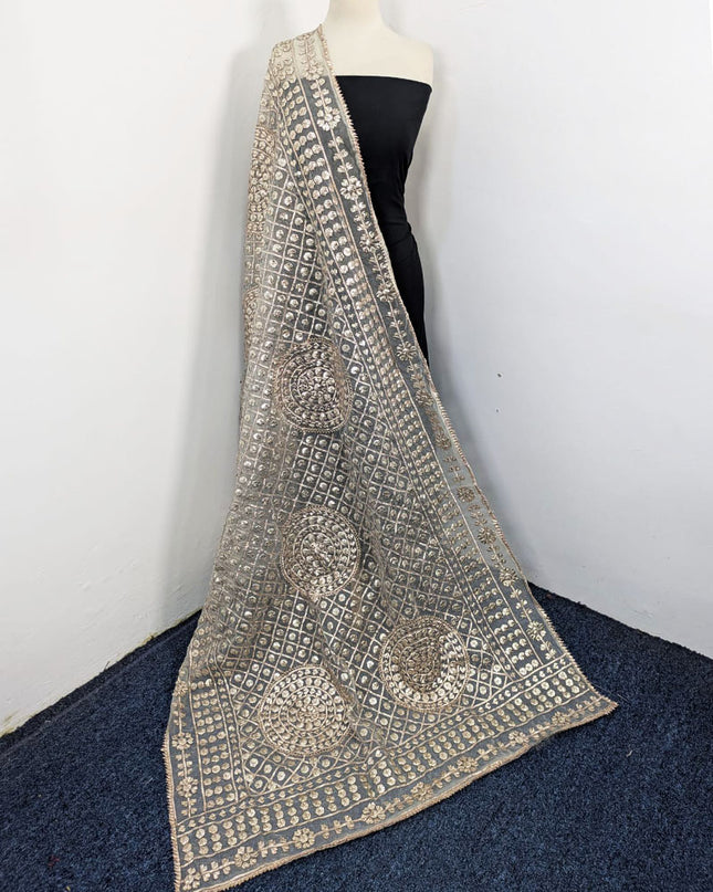 Handmade Full Jaal Gotta Work Organza Dupatta (Dyeable in All Colors)
