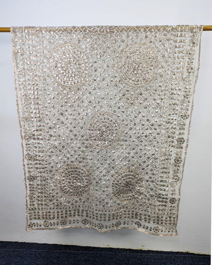 Handmade Full Jaal Gotta Work Organza Dupatta (Dyeable in All Colors)
