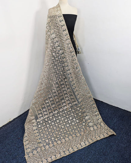 Premium Dyeable Organza with Handmade Full Jaal Gotta Work Dupatta