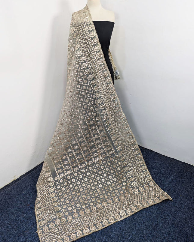 Premium Dyeable Organza with Handmade Full Jaal Gotta Work Dupatta