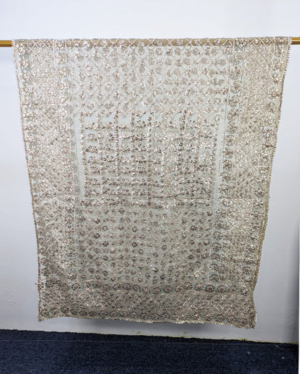 Premium Dyeable Organza with Handmade Full Jaal Gotta Work Dupatta