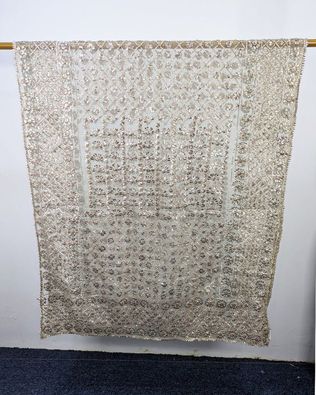 Premium Dyeable Organza with Handmade Full Jaal Gotta Work Dupatta