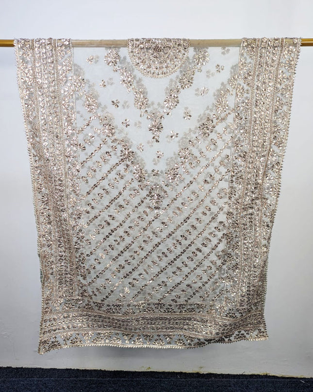 Premium Dyeable Organza with Handmade Full Jaal Gotta Work Dupatta