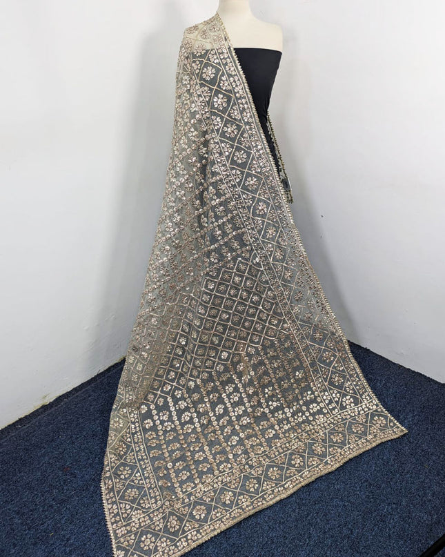 Dyeable Organza with Handmade Full Jaal Gotta Work Dupatta